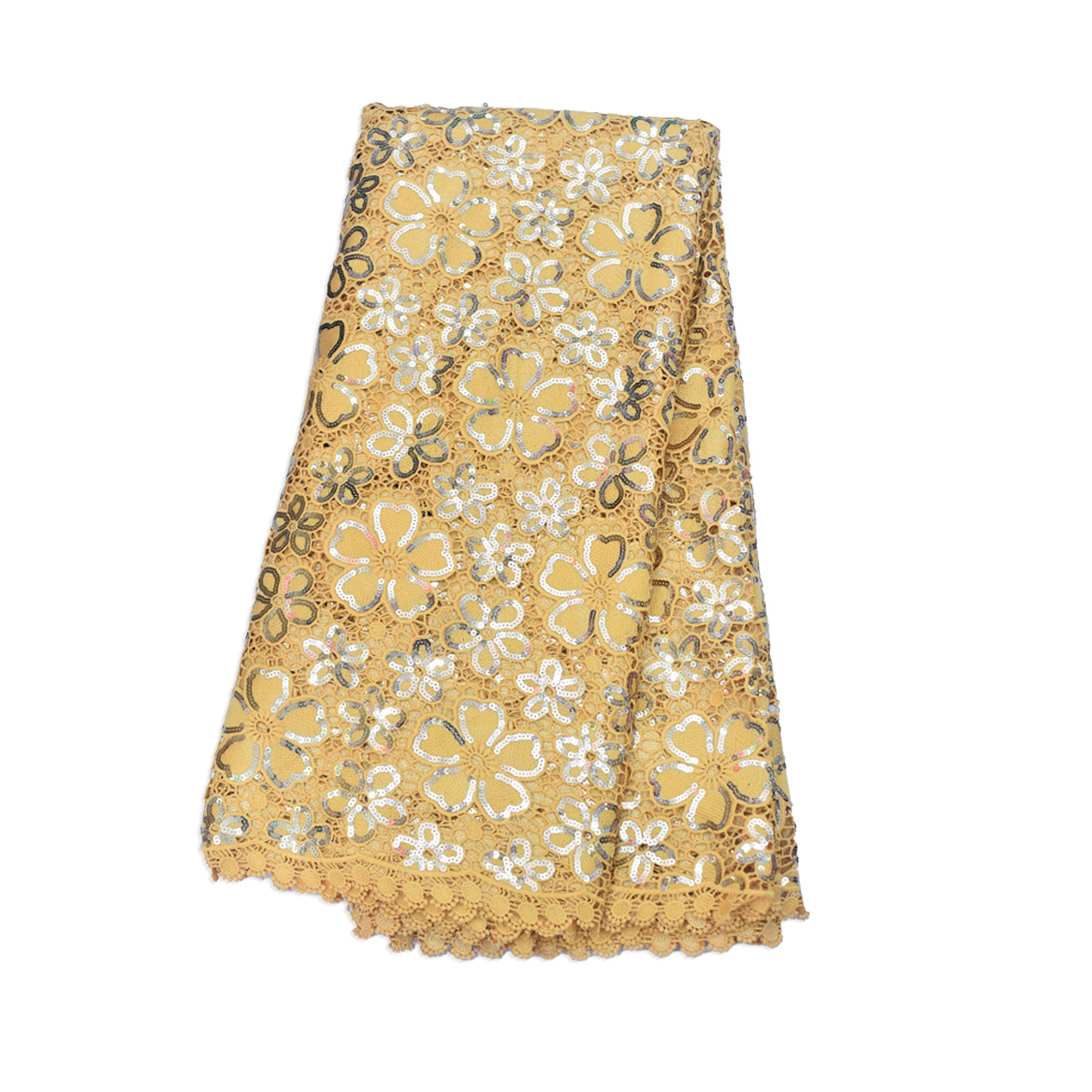 decimal flower cord yellow aso ebi fabrics picture